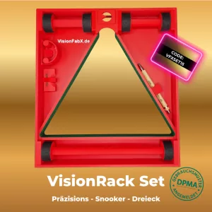 VisionRack Set – Snooker-Rack mit VisionFabX-Branding mit 2 Ballmarkern und 1 Kugelschreiber