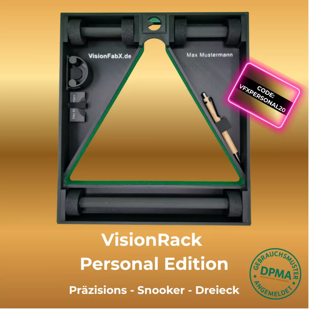 VisionRack Personal Edition – Snooker-Rack mit personalisierten Schriftzügen