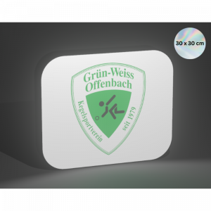 Beispiel einer LED-Lichtbox mit Vereinslogo, personalisierbar mit deinem eigenen Logo