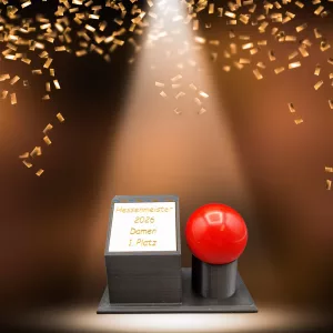 Snooker Pokal Vision Ball mit Kugel und individueller Lasergravur auf Holz